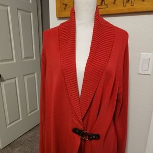Plus Size Red Sweater with Brown and Gold Belt
